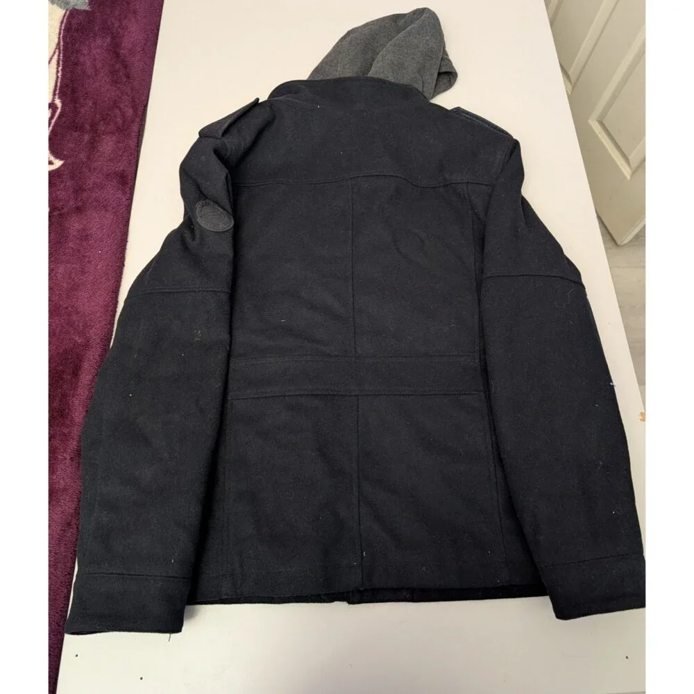 Levi's Men's Wool Blend Hooded Military Jacket Navy Blue Coat XL LM8RP403